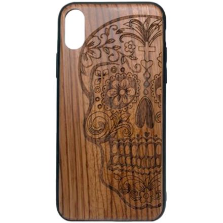 Чехол CASE Wood  для iPhone X, Zebra Skull