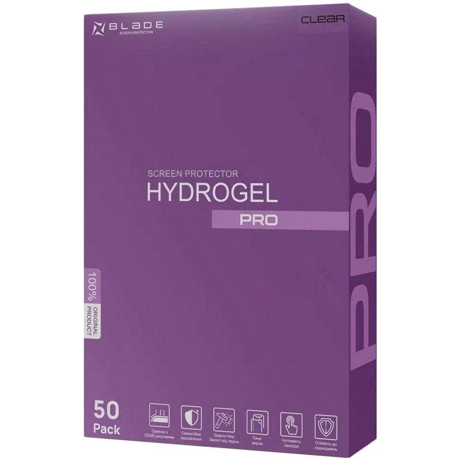 Защитная пленка BLADE BLADE Hydrogel Screen Protection PRO (Edge Display) (clear glossy), Глянцевая, Прозрачный