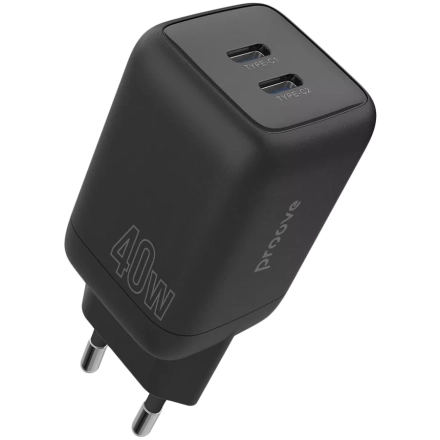 Адаптер питания PROOVE 2*USB-C, 40 Вт