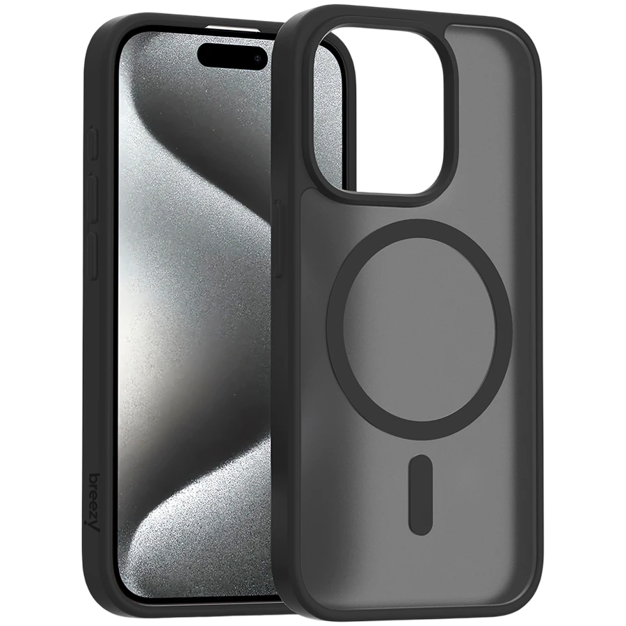 Case BREEZY Premium Matt Phone for iPhone 15 Pro, Black