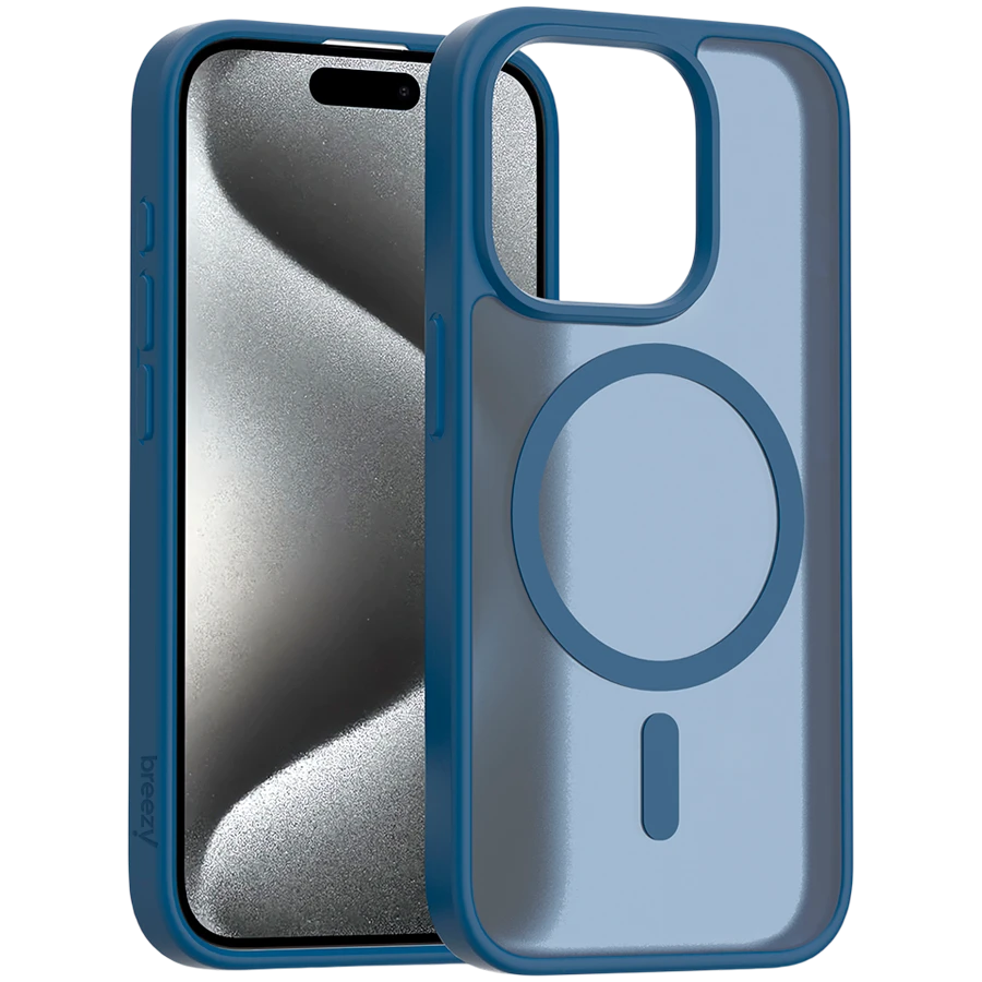 Case BREEZY Premium Matt Phone for iPhone 15 Pro, Blue