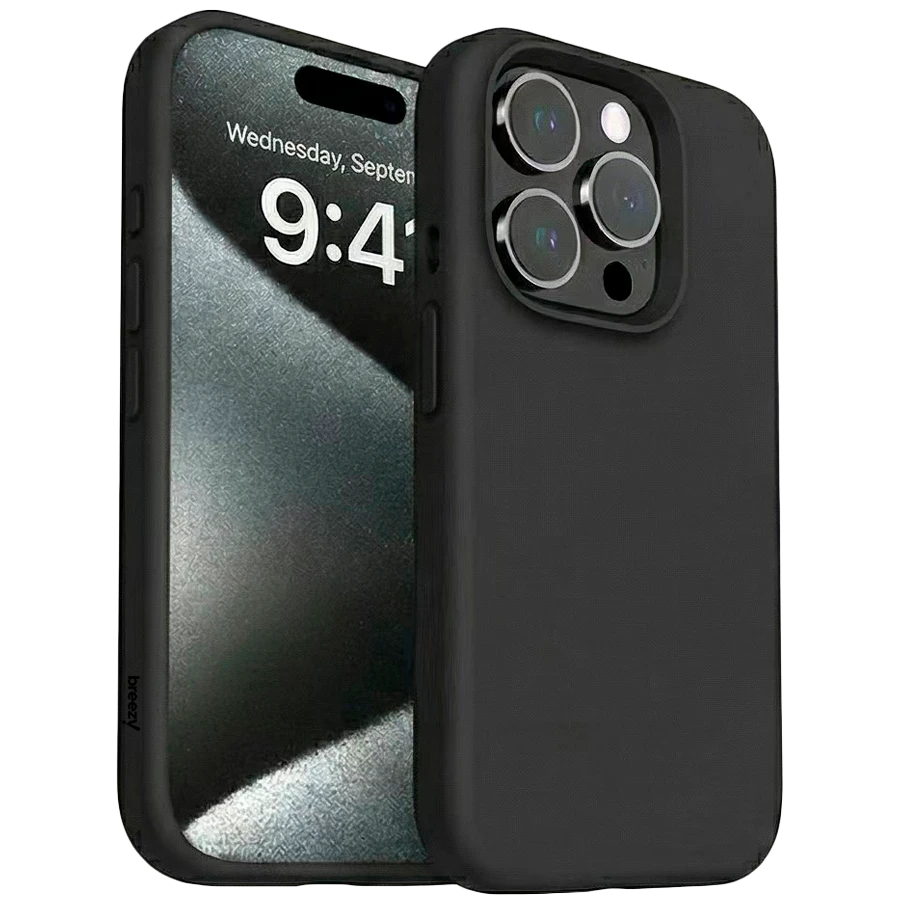 Case BREEZY Liquid silicon Magsafe with MagSafe for iPhone 15, Black