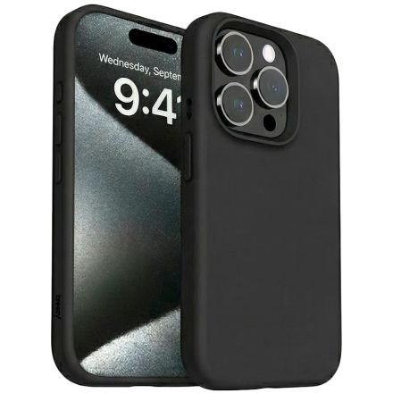 Чехол BREEZY Liquid silicon Magsafe с MagSafe для iPhone 15, Чёрный