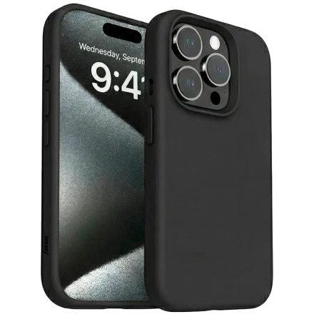 Case BREEZY Liquid silicon Magsafe with MagSafe for iPhone 15, Black