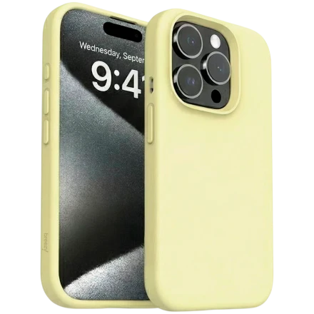 Case BREEZY Liquid silicon Magsafe with MagSafe for iPhone 15, Yellow