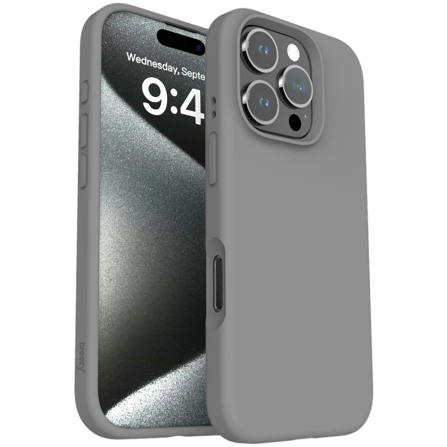 Case BREEZY Liquid silicon Magsafe with MagSafe for iPhone 15 Pro, Gray