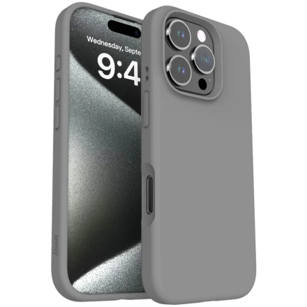 Case BREEZY Liquid silicon Magsafe with MagSafe for iPhone 15 Pro, Gray