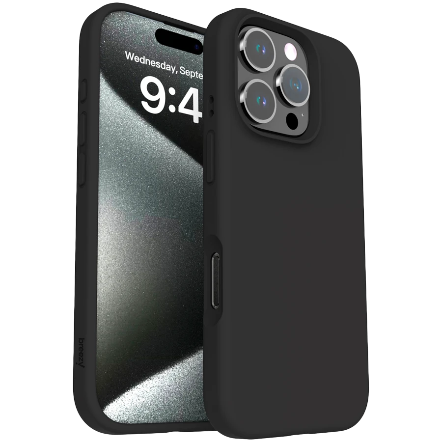 Чехол BREEZY Liquid silicon Magsafe с MagSafe для iPhone 15 Pro Max, Чёрный