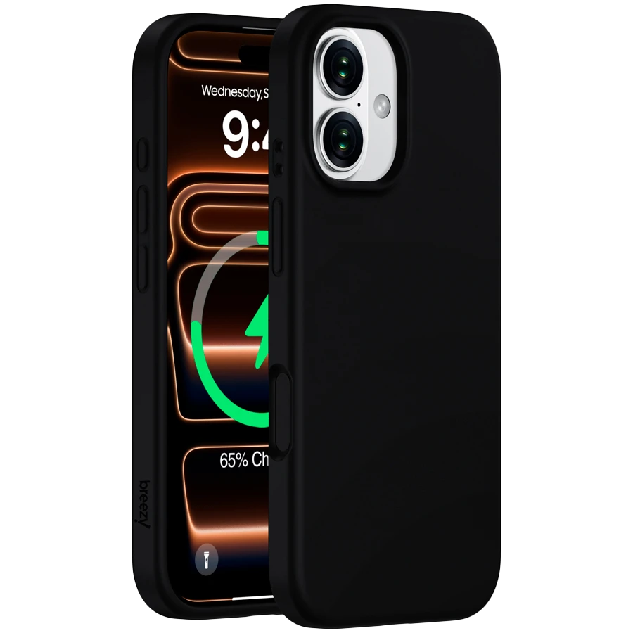 Case BREEZY Liquid silicon Magsafe with MagSafe for iPhone 16, Black