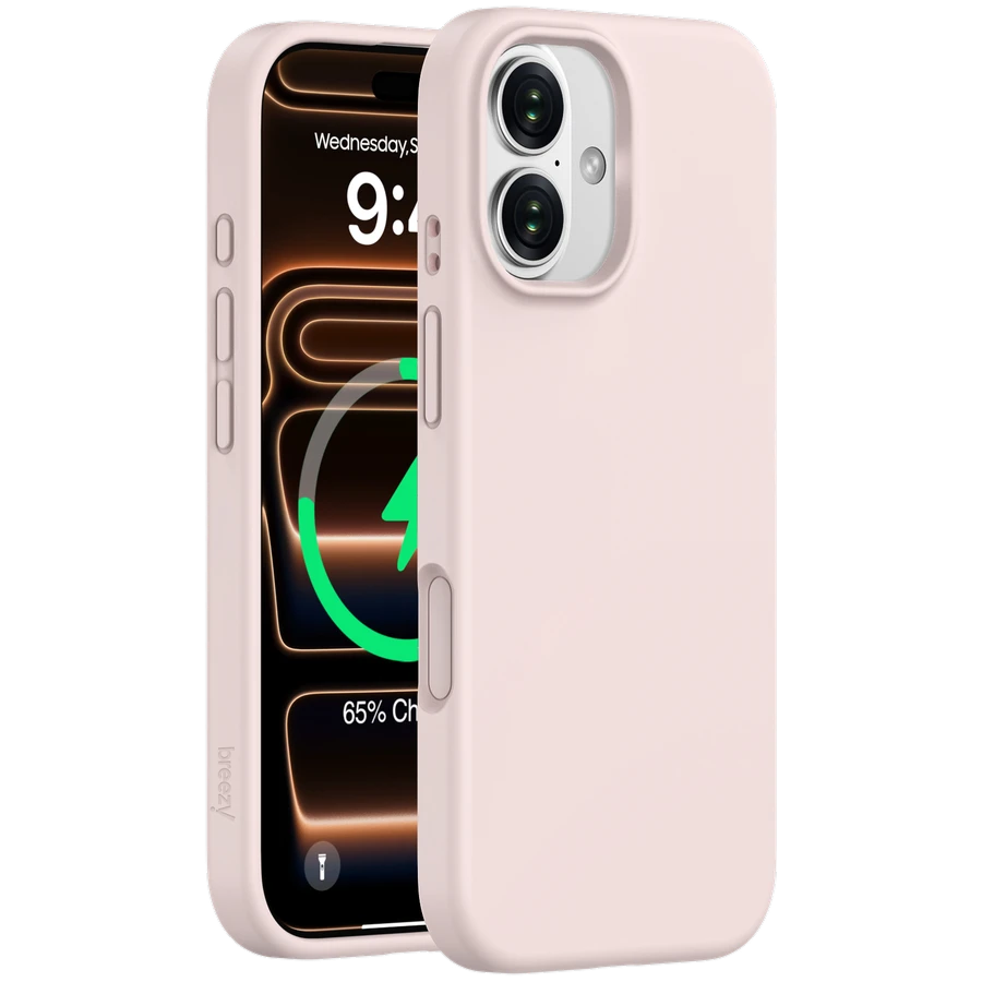 Case BREEZY Liquid silicon Magsafe with MagSafe for iPhone 16, Peach