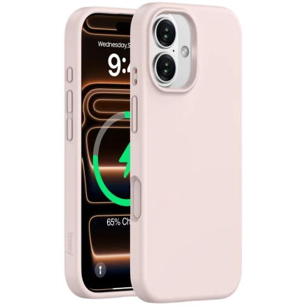 Case BREEZY Liquid silicon Magsafe with MagSafe for iPhone 16, Peach
