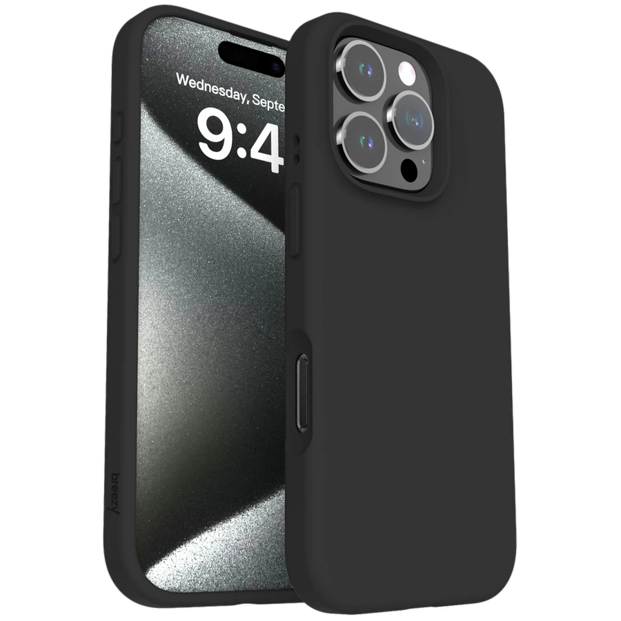 Case BREEZY Liquid silicon Magsafe with MagSafe for iPhone 16 Pro, Black