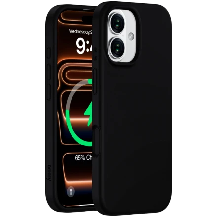 Case BREEZY Liquid silicon Magsafe with MagSafe for iPhone 17, Black