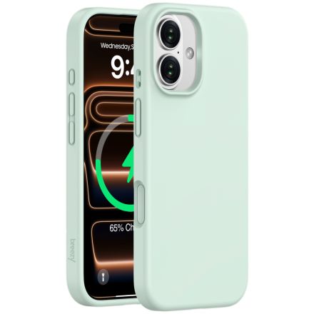 Чехол BREEZY Liquid silicon Magsafe с MagSafe для iPhone 17, Светло-зеленый