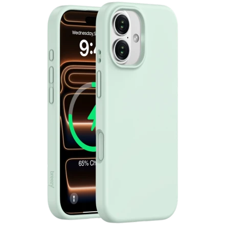 Case BREEZY Liquid silicon Magsafe with MagSafe for iPhone 17, Light Green