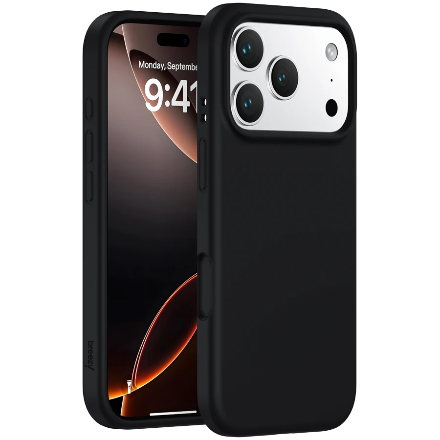 Case BREEZY Liquid silicon Magsafe with MagSafe for iPhone 17 Pro, Black