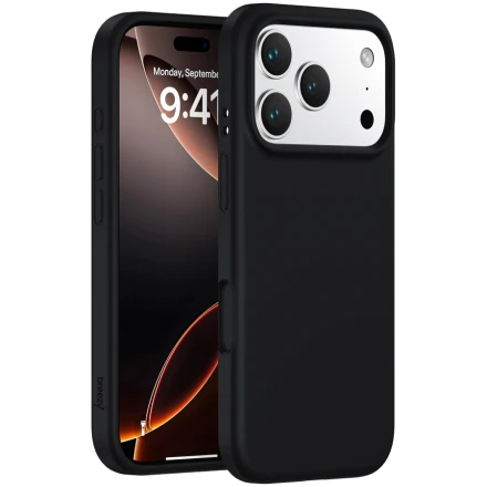Case BREEZY Liquid silicon Magsafe with MagSafe for iPhone 17 Pro, Black