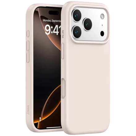 Case BREEZY Liquid silicon Magsafe with MagSafe for iPhone 17 Pro, Peach