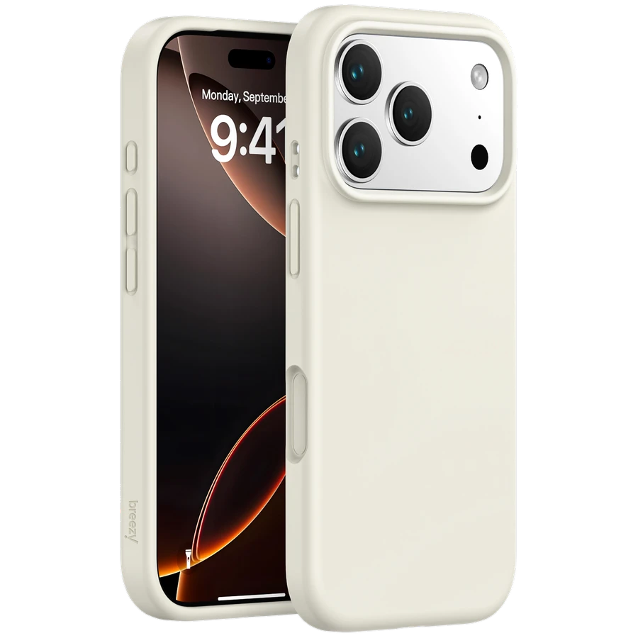 Case BREEZY Liquid silicon Magsafe with MagSafe for iPhone 17 Pro Max, Sand