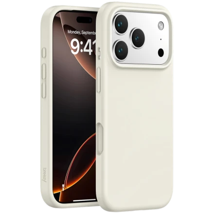 Case BREEZY Liquid silicon Magsafe with MagSafe for iPhone 17 Pro Max, Sand