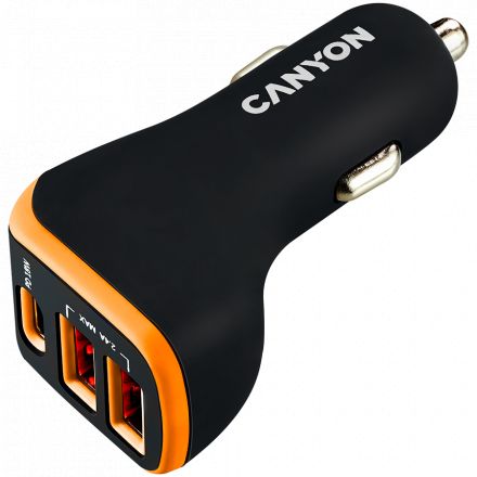 Автомобильный адаптер CANYON C-08 3*USB/USB-C, 18 Вт