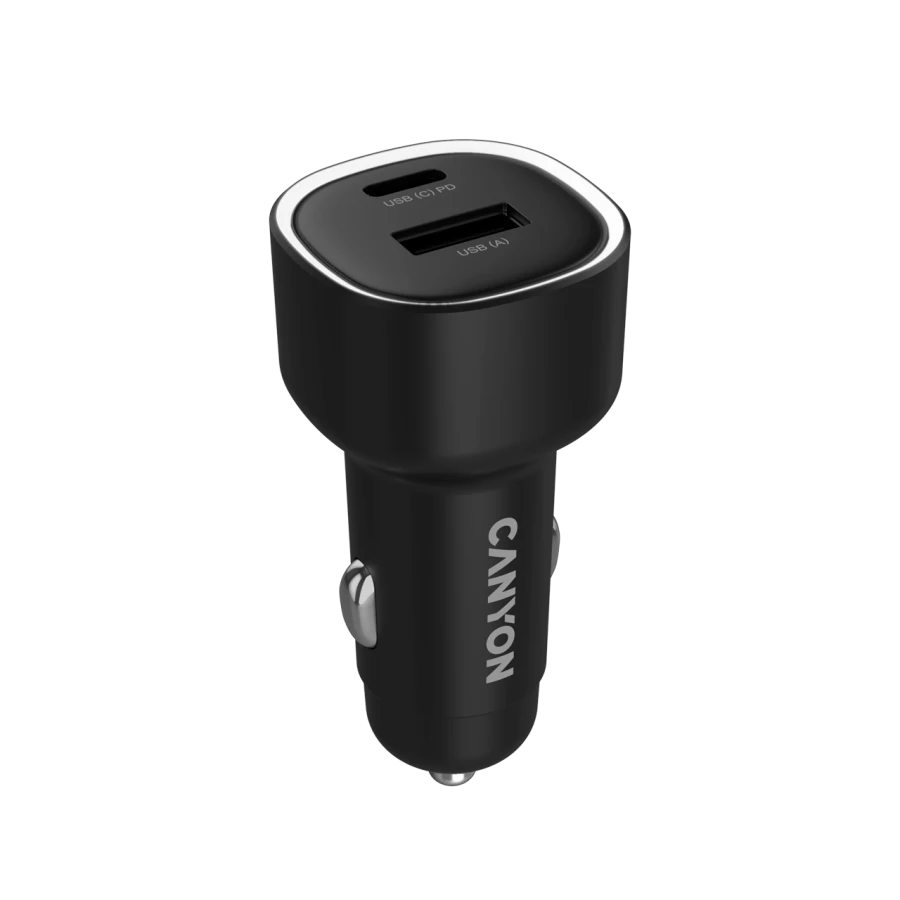 CANYON Car Adapter 2*USB/USB-C, 48 W