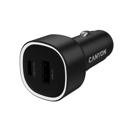 CANYON Автомобильный адаптер 2*USB/USB-C, 48 Вт