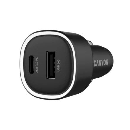 CANYON Car Adapter 2*USB/USB-C, 48 W