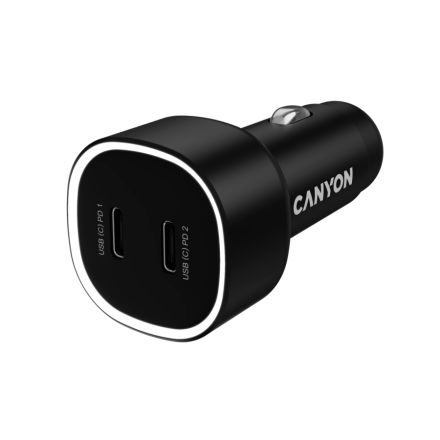 CANYON Автомобильный адаптер 2*USB-C, 60 Вт