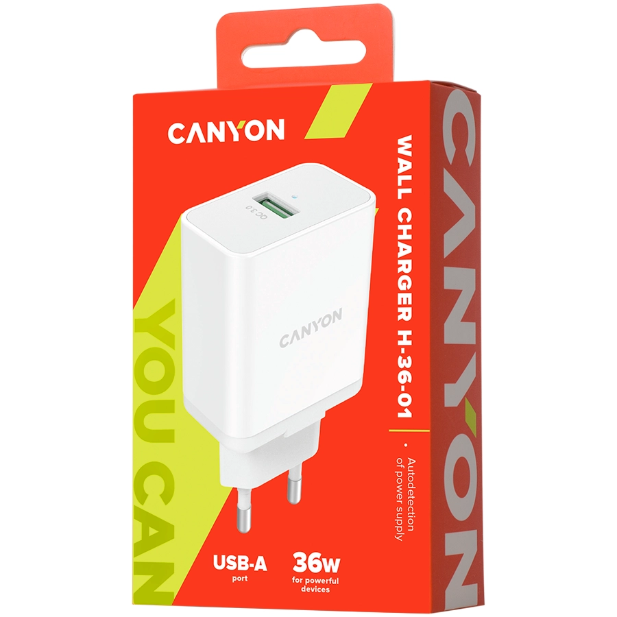 Адаптер питания CANYON USB Тип A, 36 Вт