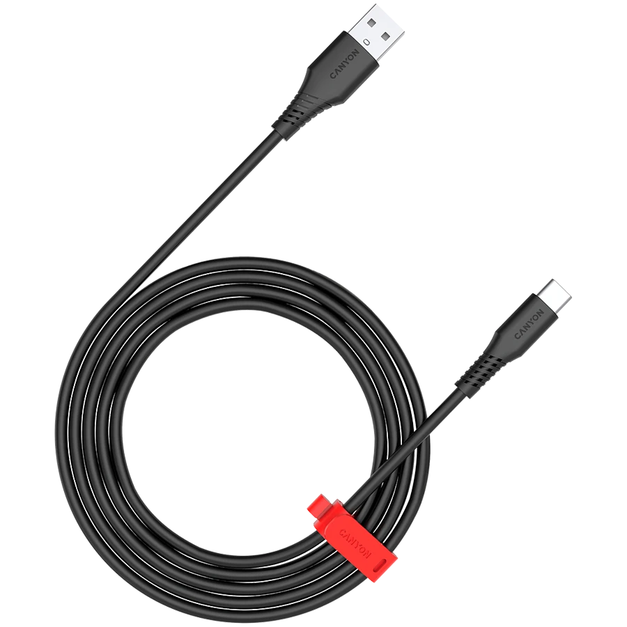 CANYON USB-A to USB-C Cable, Black, 2m