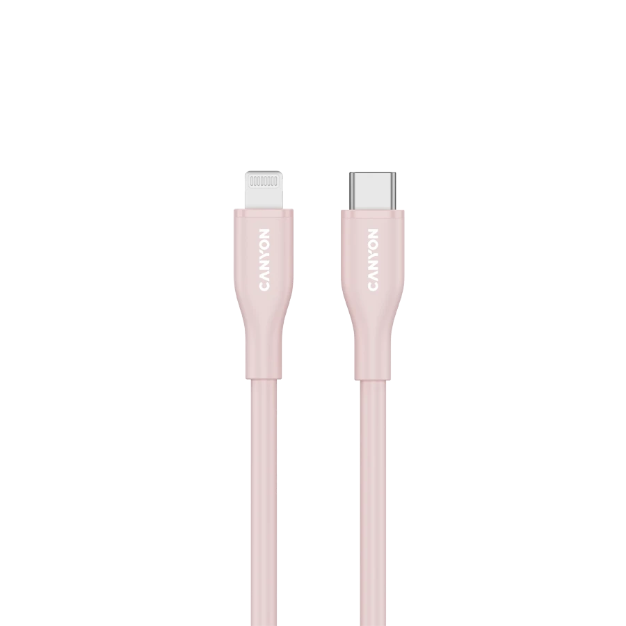 CANYON USB-C to Lightning Cable, Pink Sand, 1m