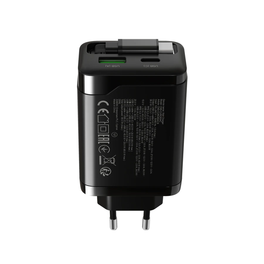CANYON Power Adapter OnCharge 65RC 3*USB/USB-C USB Type-A, USB Type C, USB Type C, 65 W
