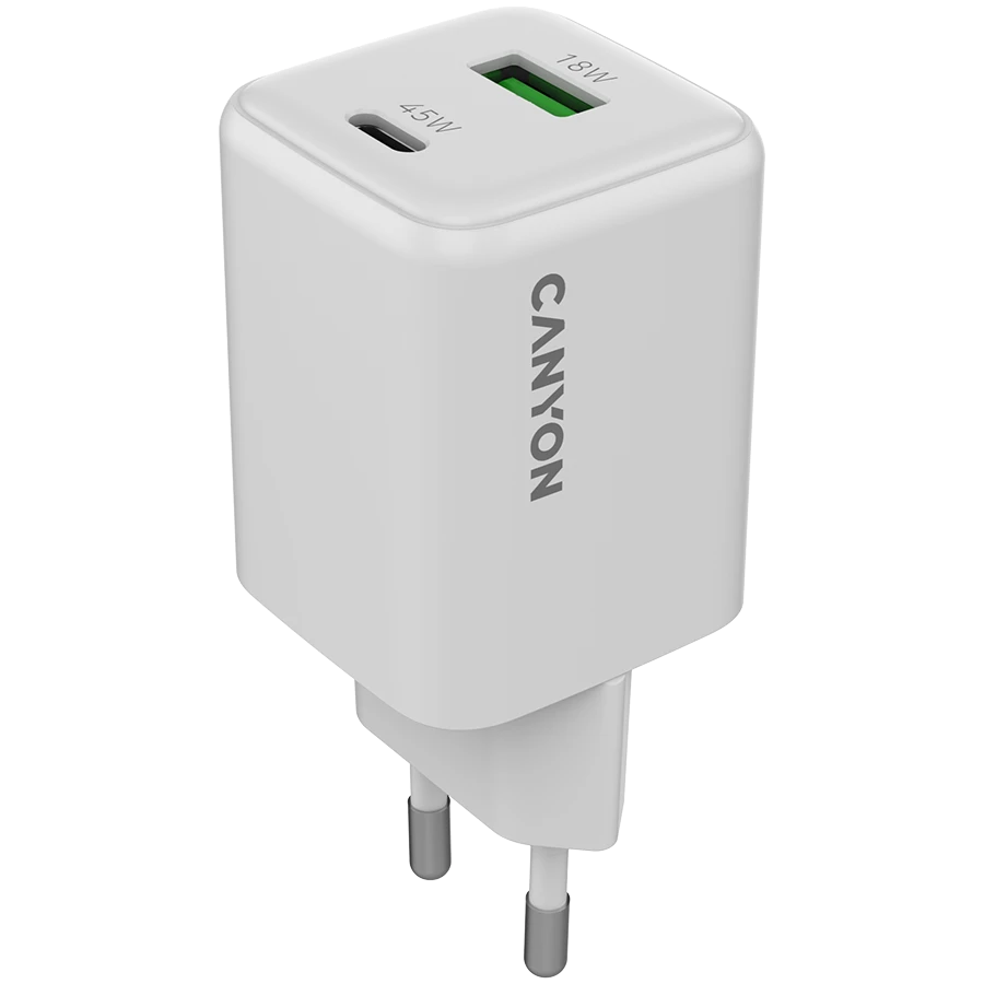 CANYON Power Adapter 2*USB/USB-C USB Type C, USB Type-A, 45 W