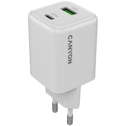 CANYON Power Adapter 2*USB/USB-C USB Type C, USB Type-A, 45 W