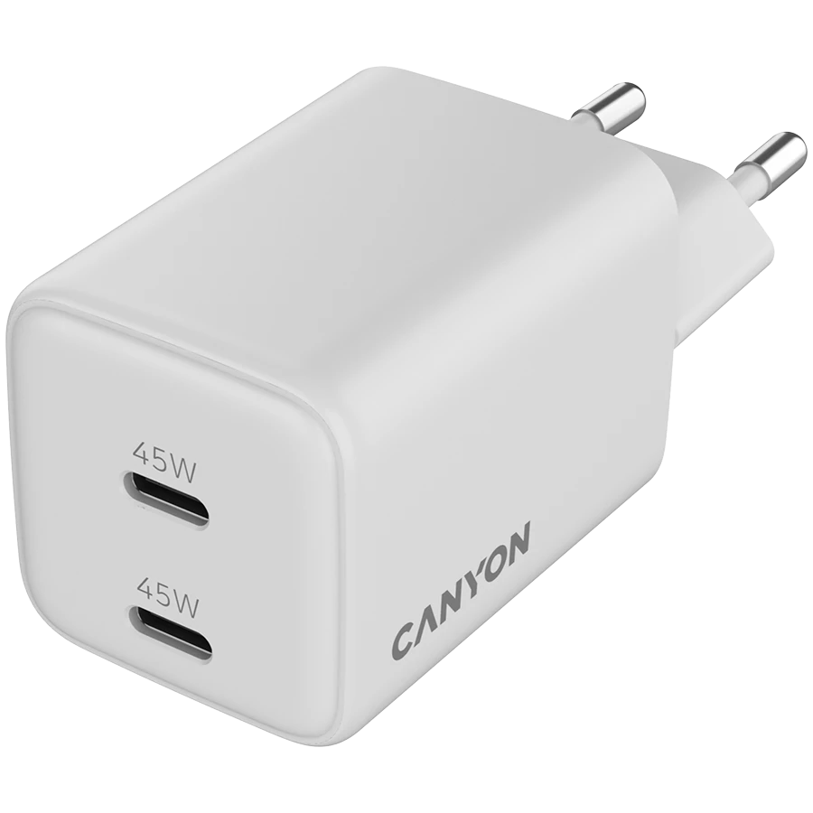 CANYON Power Adapter 2*USB-C 2*USB Type C, 45 W
