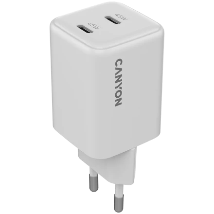 CANYON Power Adapter 2*USB-C 2*USB Type C, 45 W