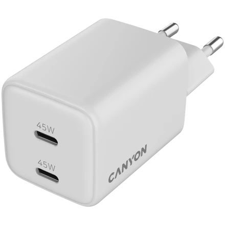 CANYON Power Adapter 2*USB-C 2*USB Type C, 45 W
