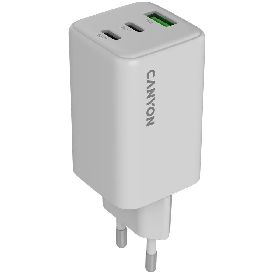 CANYON Power Adapter 3*USB/USB-C 2*USB Type C, USB Type-A, 65 W
