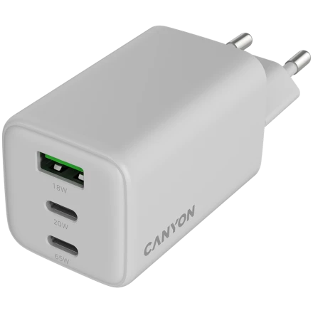CANYON Power Adapter 3*USB/USB-C 2*USB Type C, USB Type-A, 65 W