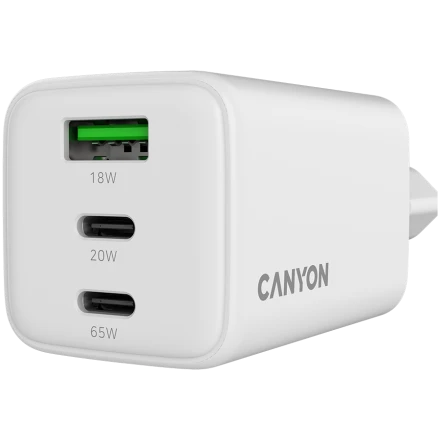 CANYON Power Adapter 3*USB/USB-C 2*USB Type C, USB Type-A, 65 W