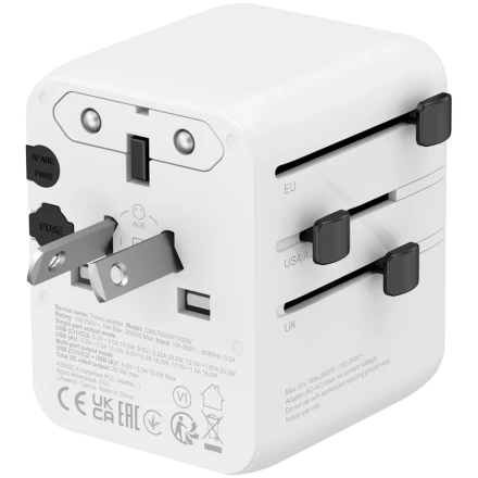 CANYON Power Adapter 3*USB/USB-C 2*USB Type C, USB Type-A, 20 W