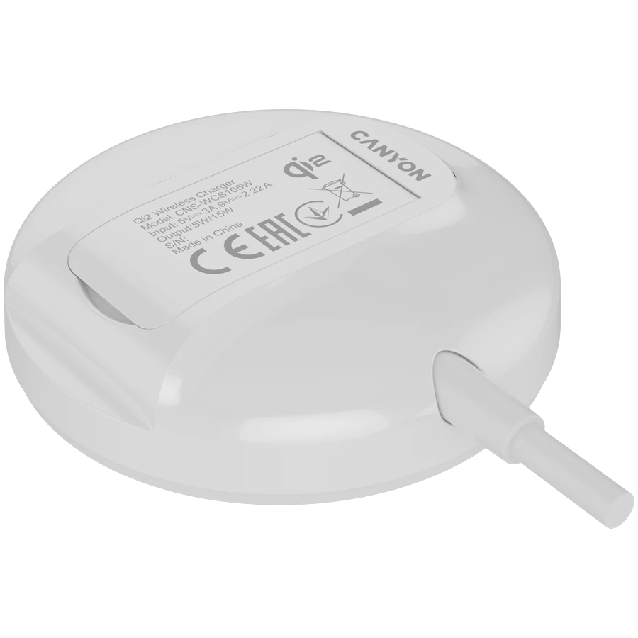 CANYON WS-105 Wireless Charger (1.5m), 15 W, White