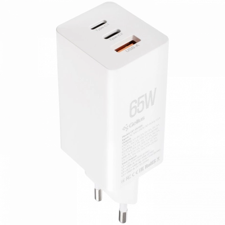 Адаптер питания GELIUS 3*USB/USB-C 2*USB Тип C, 4-пин USB (Тип A), 65 Вт