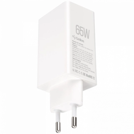 Адаптер питания GELIUS 3*USB/USB-C 2*USB Тип C, 4-пин USB (Тип A), 65 Вт