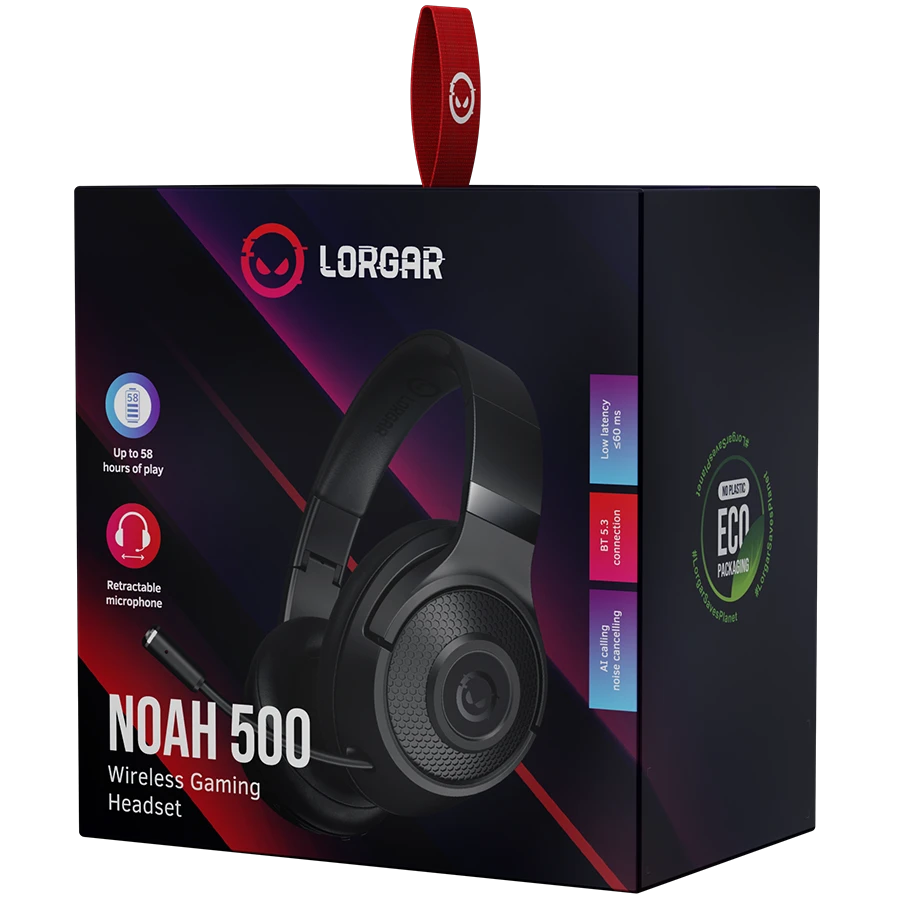 LORGAR Noah 500 Wireless Headset, Black