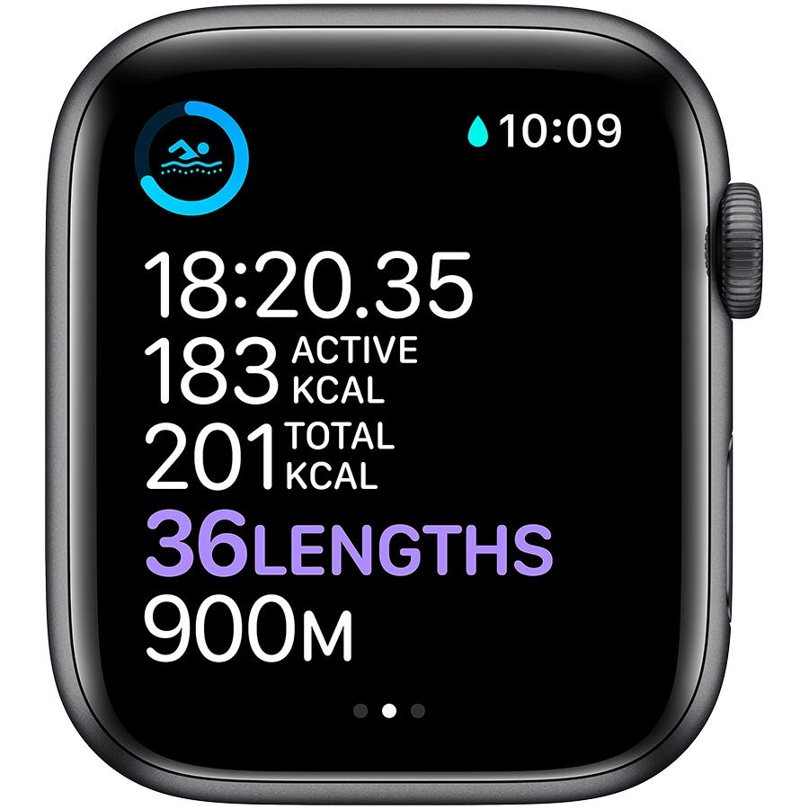 Apple Watch Series 6 GPS, 44mm, Space Gray, Black Sport Band