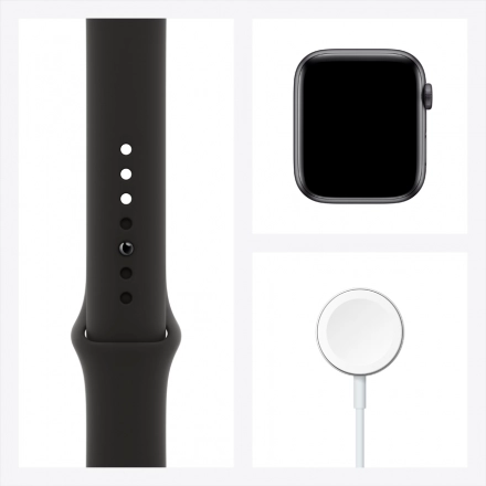Apple Watch Series 6 GPS, 44mm, Space Gray, Black Sport Band