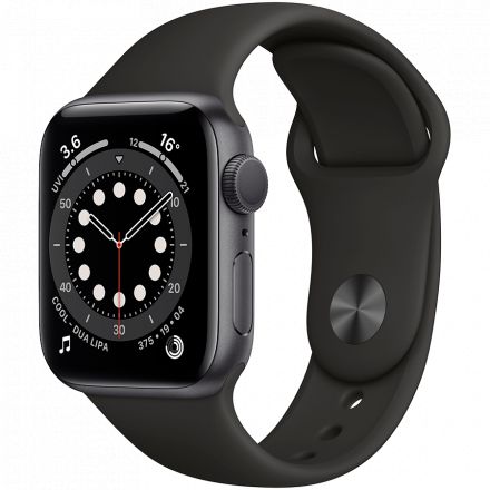 Apple Watch Series 6 GPS, 40mm, Space Gray, Спортивний ремінець чорного кольору в Кропивницькому
