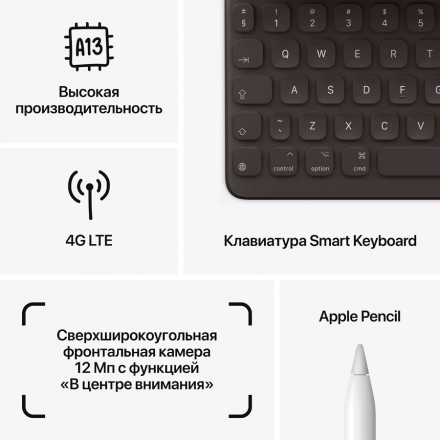 iPad 10.2 (9 Gen), 64 ГБ, Wi-Fi, Серебристый